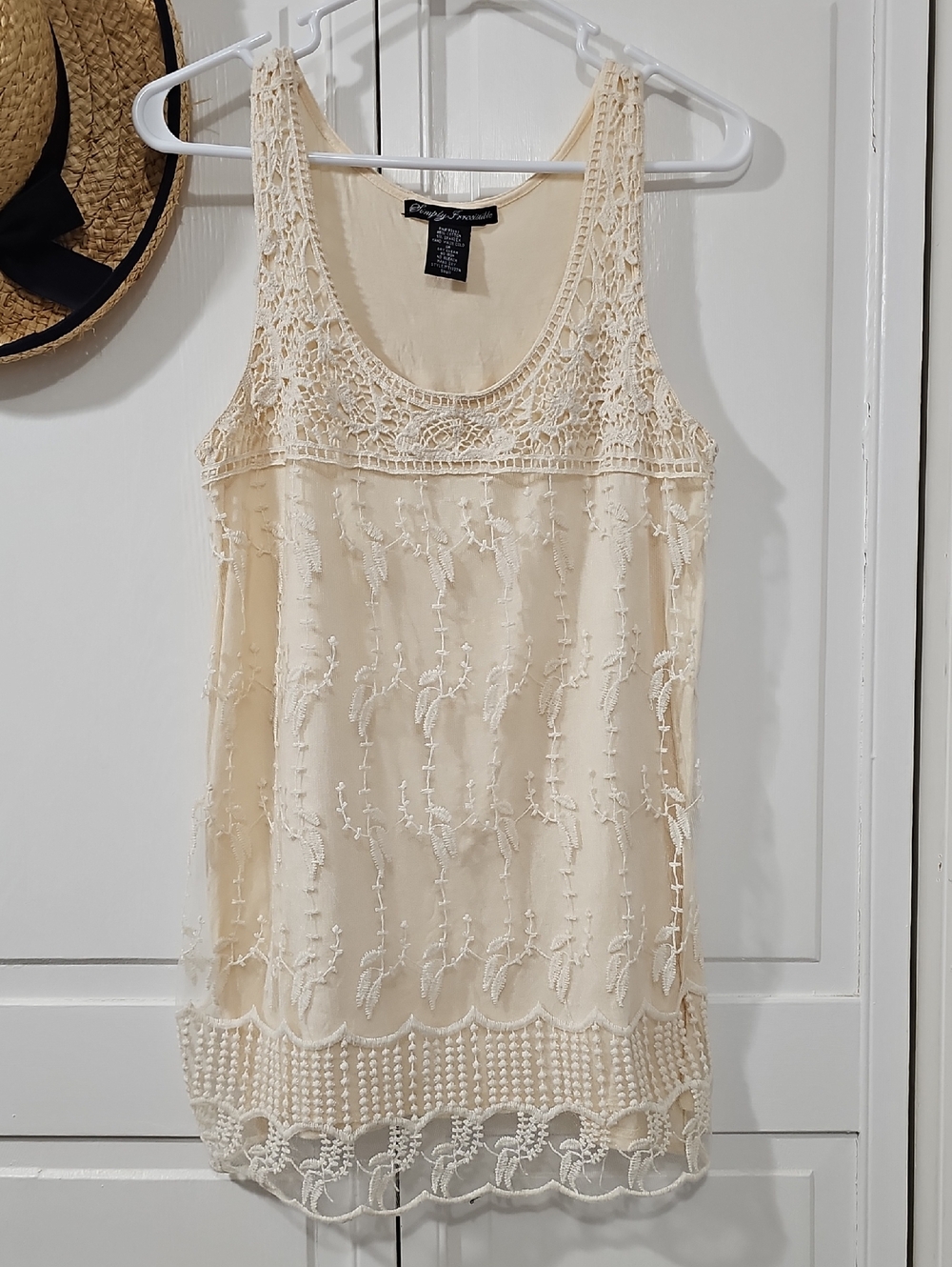 Simply Irresistible Cream Crochet-Trim Tank